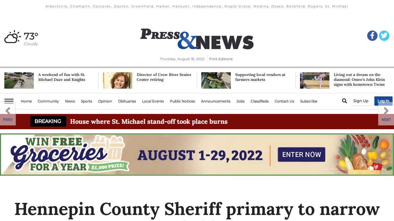Hennepin County Sheriff primary to narrow field