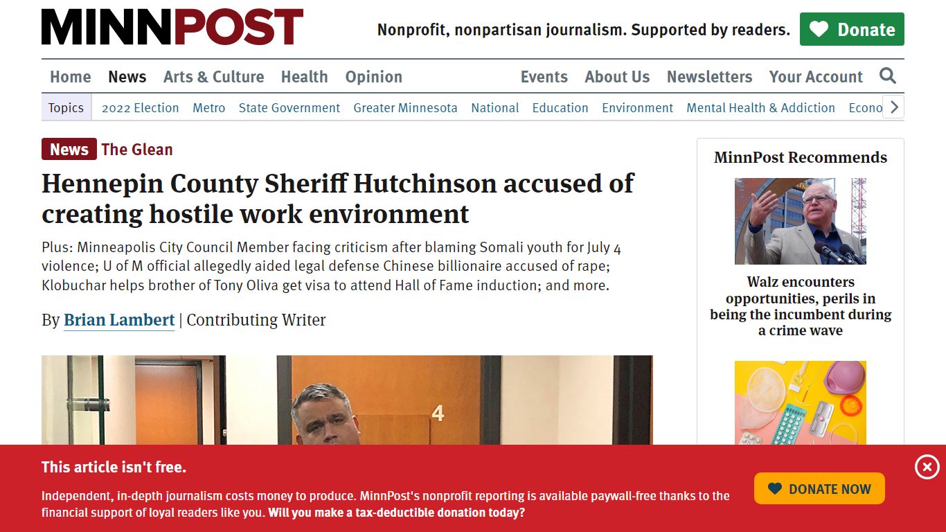 Hennepin County Sheriff Hutchinson accused of creating ... - MinnPost